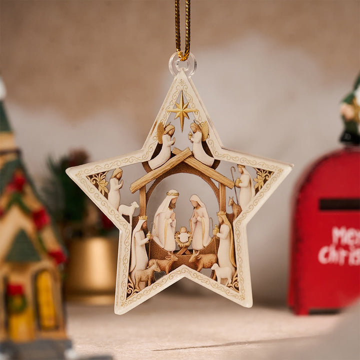 Christianartworkshop Decorazione da appendere alla natività Guiding Star: scena sacra della nascita e accento di gioia festiva - image 3