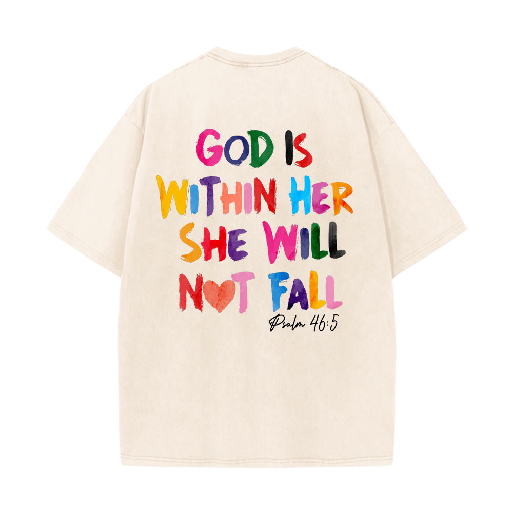Christianartworkshop Dio è dentro di lei Lei non cadrà Maglietta unisex lavata - Beige - 4XL - image 0