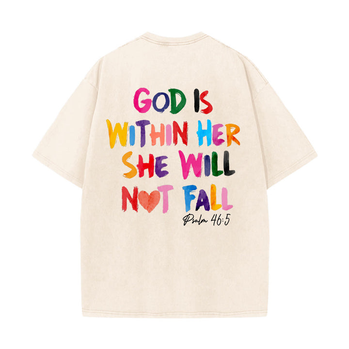 Christianartworkshop Dio è dentro di lei Lei non cadrà Maglietta unisex lavata - Beige - 4XL - image 0