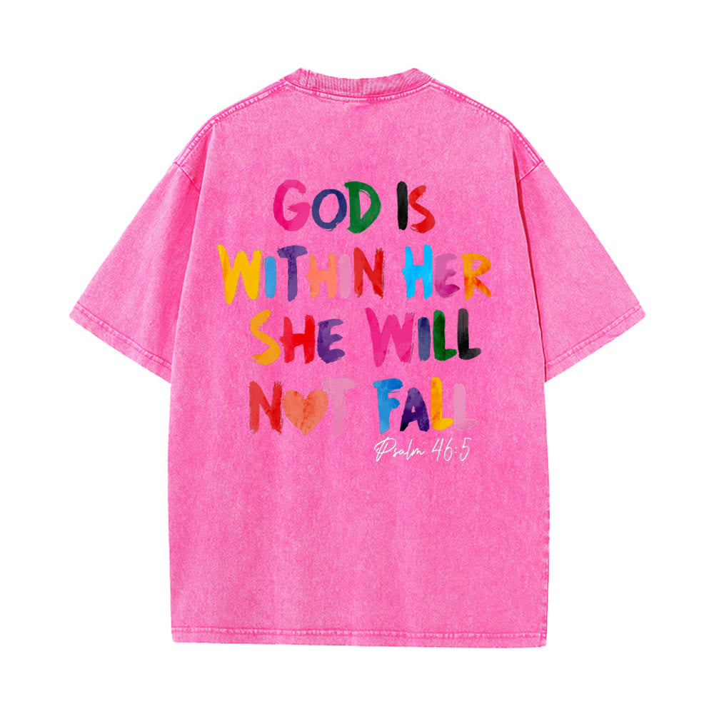 Christianartworkshop Dio è dentro di lei Lei non cadrà Maglietta unisex lavata - Rosa - 4XL - image 9