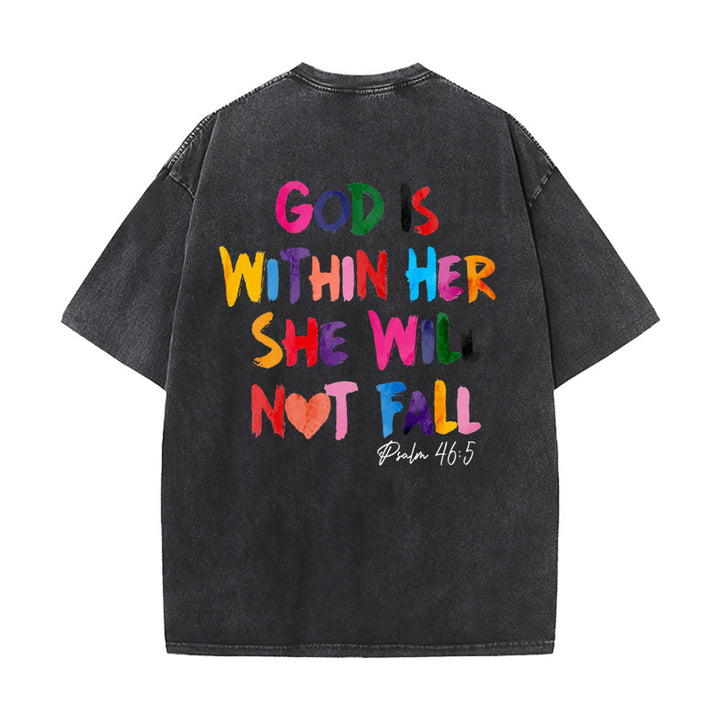 Christianartworkshop Dio è dentro di lei Lei non cadrà Maglietta unisex lavata - Nero - 4XL - image 4