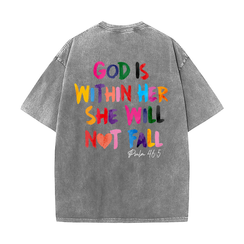 Christianartworkshop Dio è dentro di lei Lei non cadrà Maglietta unisex lavata - Grigio - 4XL - image 17