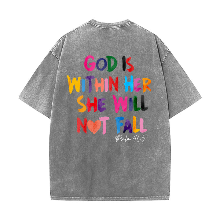 Christianartworkshop Dio è dentro di lei Lei non cadrà Maglietta unisex lavata - Grigio - 4XL - image 17
