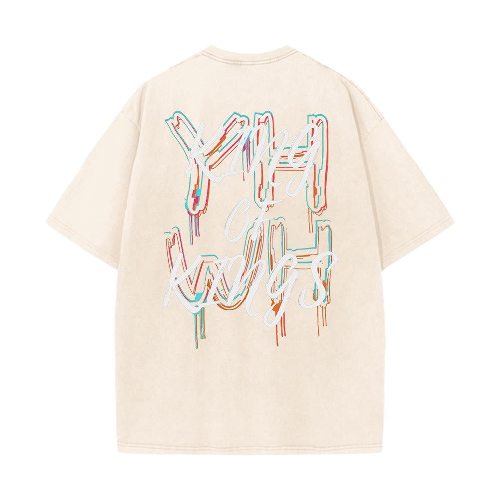Christianartworkshop Maglietta unisex lavata King Of Kings - Beige - 4XL - image 2