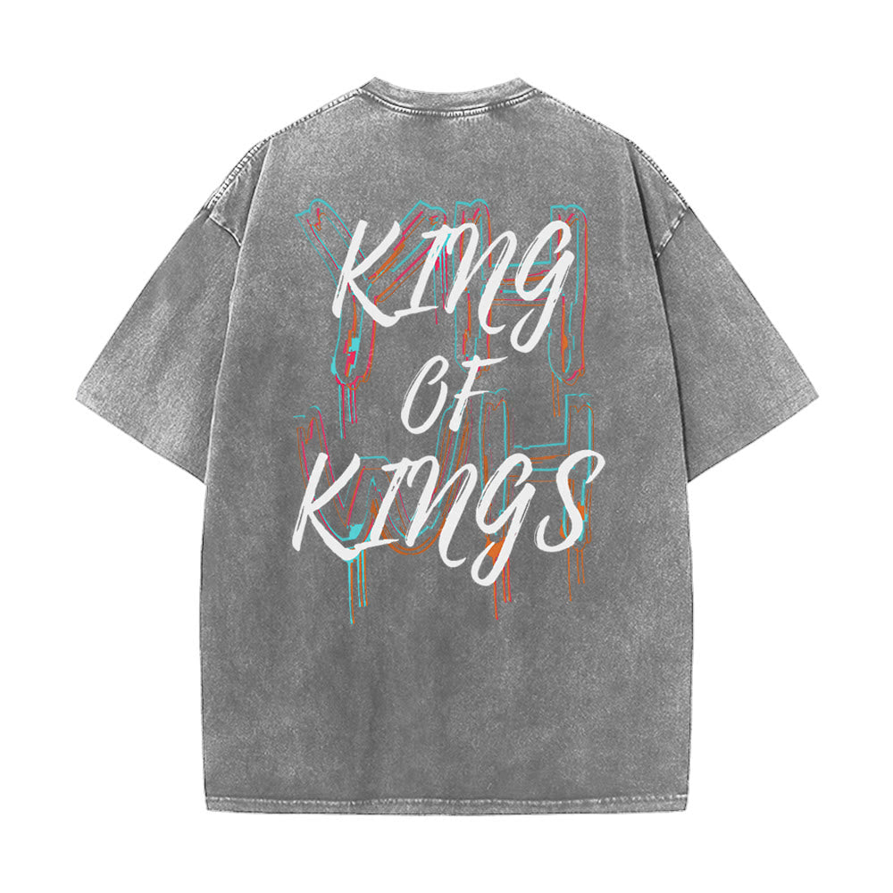 Christianartworkshop Maglietta unisex lavata King Of Kings - Grigio - 4XL - image 14