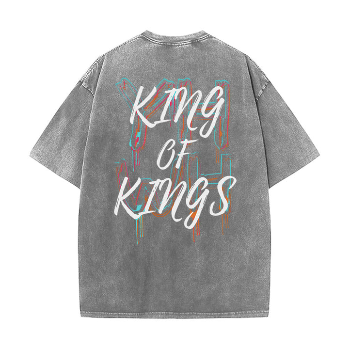 Christianartworkshop Maglietta unisex lavata King Of Kings - Grigio - 4XL - image 14