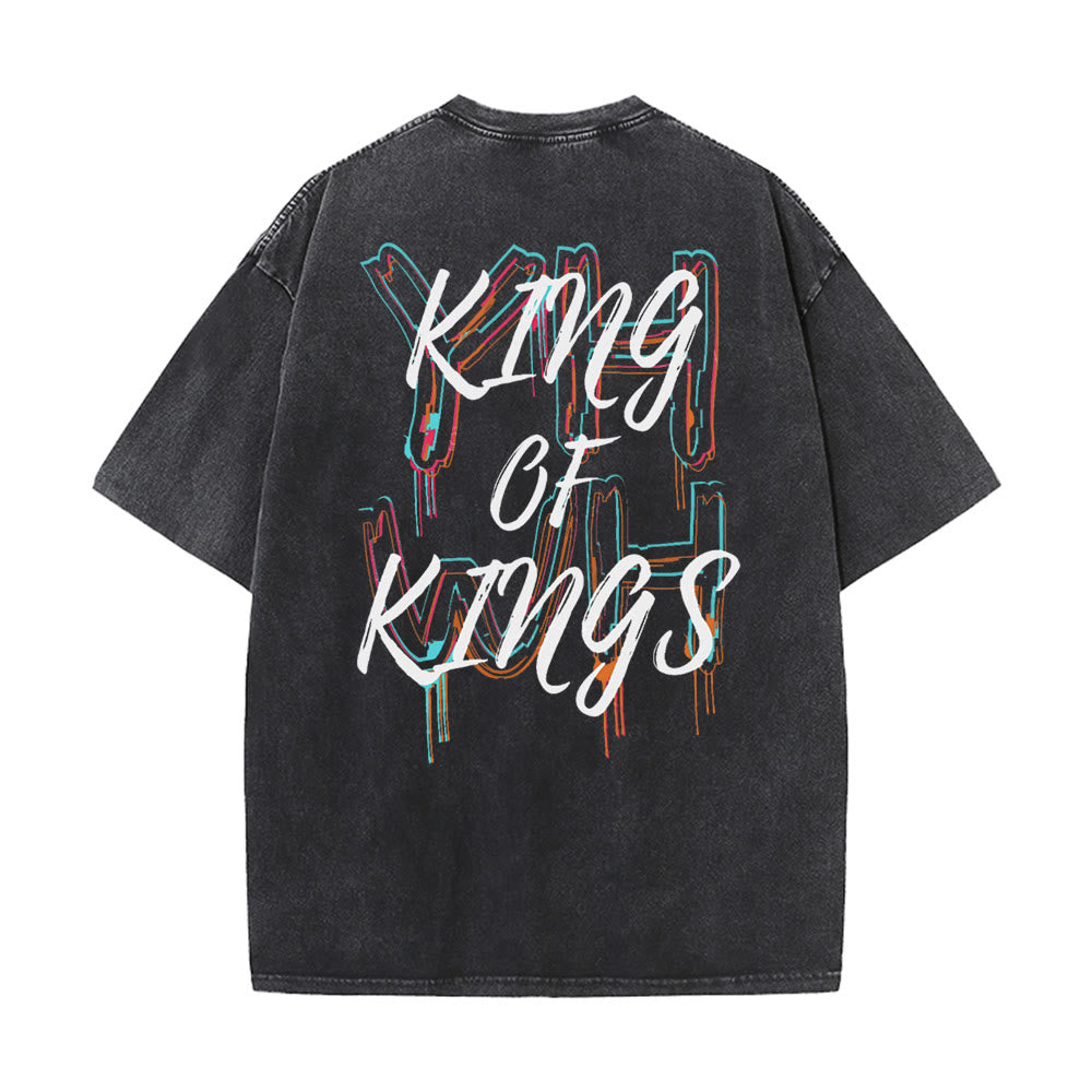 Christianartworkshop Maglietta unisex lavata King Of Kings - Nero - 4XL - image 0