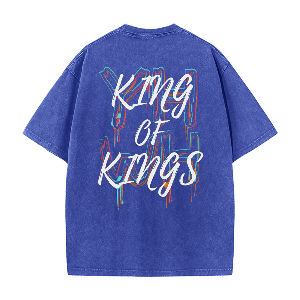 Christianartworkshop Maglietta unisex lavata King Of Kings - Blu - 4XL - image 4