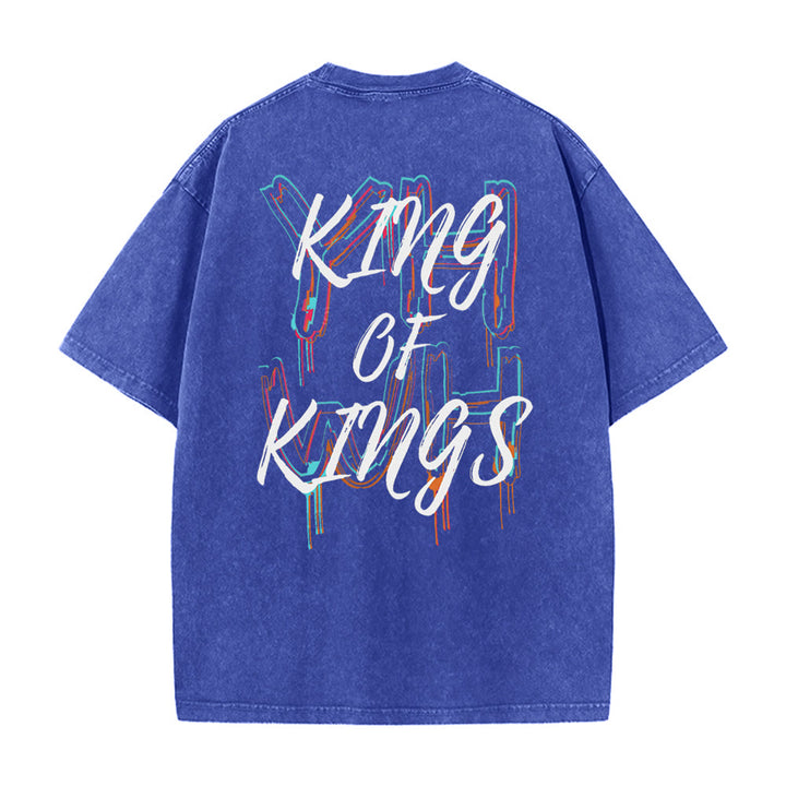 Christianartworkshop Maglietta unisex lavata King Of Kings - Blu - 4XL - image 4