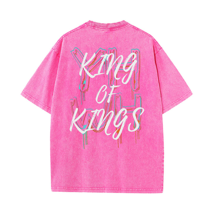 Christianartworkshop Maglietta unisex lavata King Of Kings - Rosa - 4XL - image 6