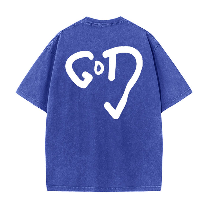 Christianartworkshop Maglietta unisex lavata con Dio Cuore - Blu - 4XL - image 6