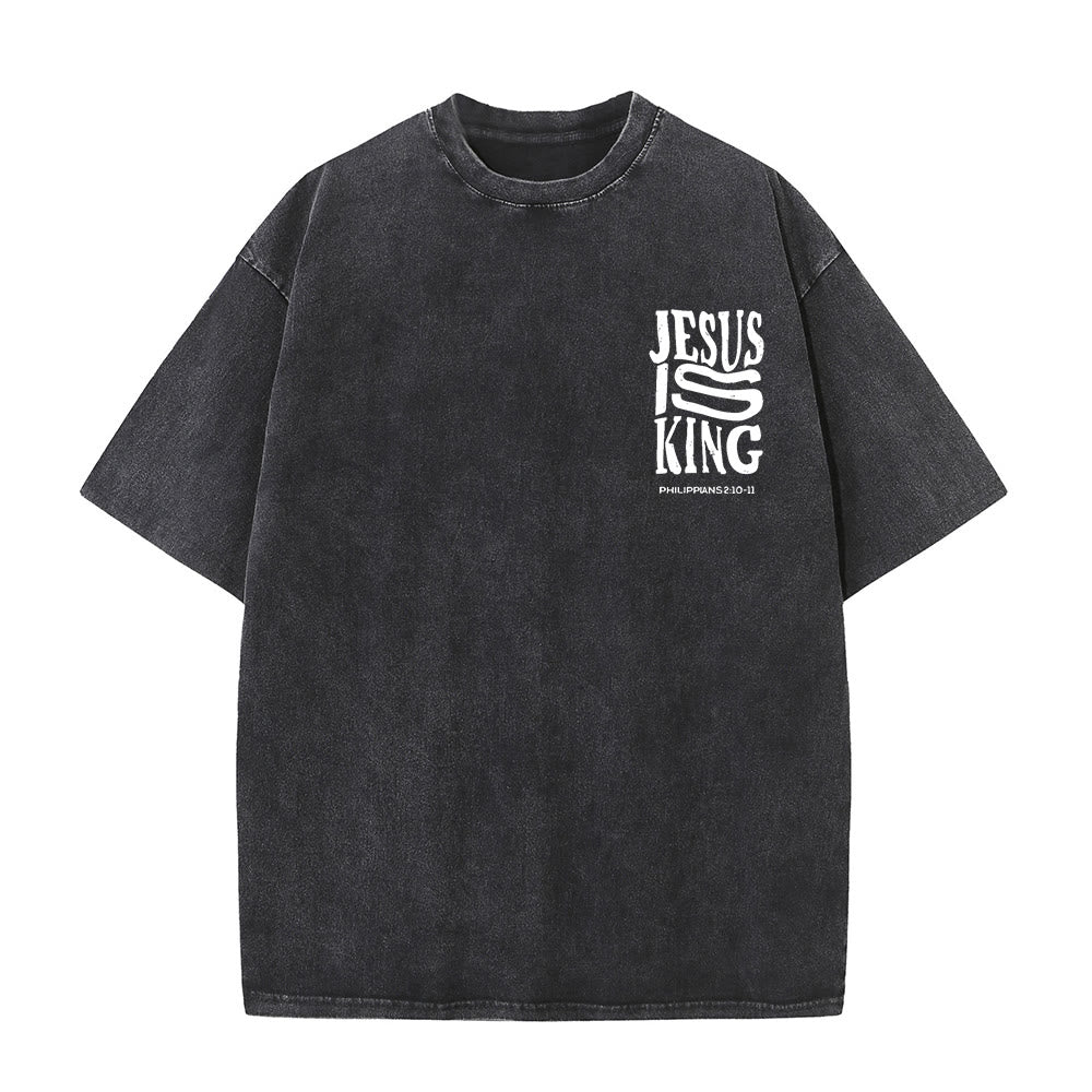 Christianartworkshop Maglietta unisex lavata con grafica Jesus Is King - image 3