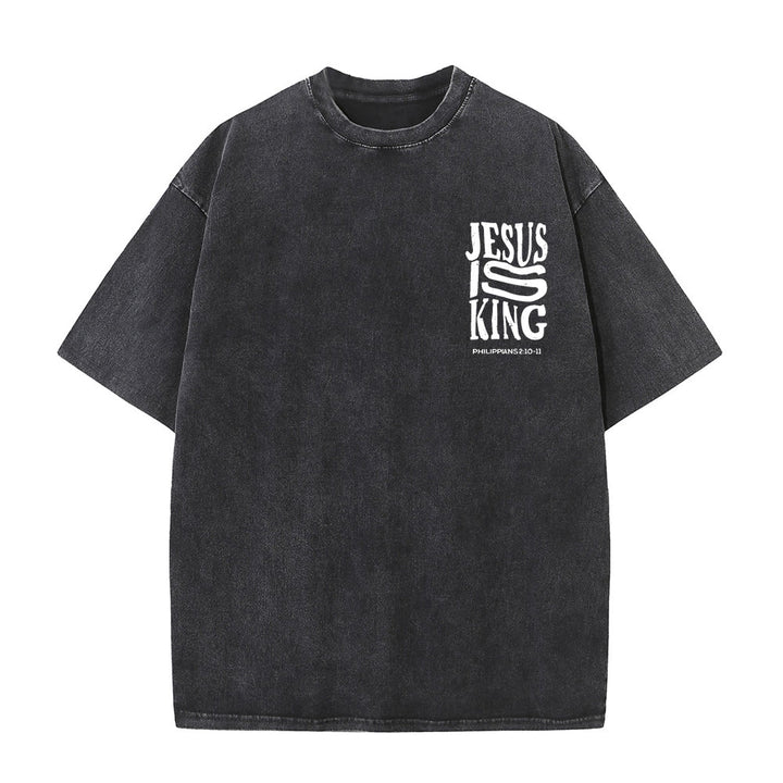 Christianartworkshop Maglietta unisex lavata con grafica Jesus Is King - image 3