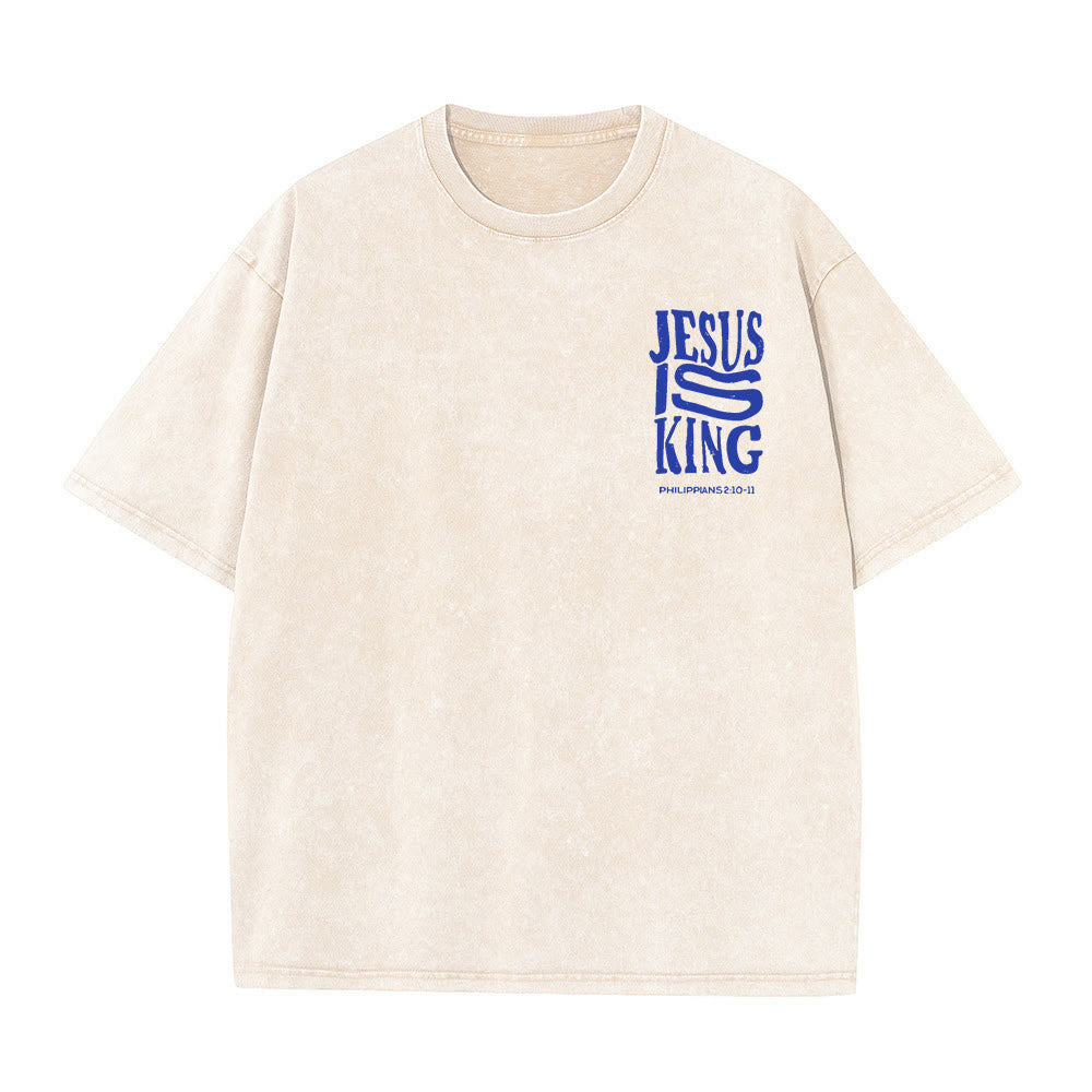 Christianartworkshop Maglietta unisex lavata con grafica Jesus Is King - image 1
