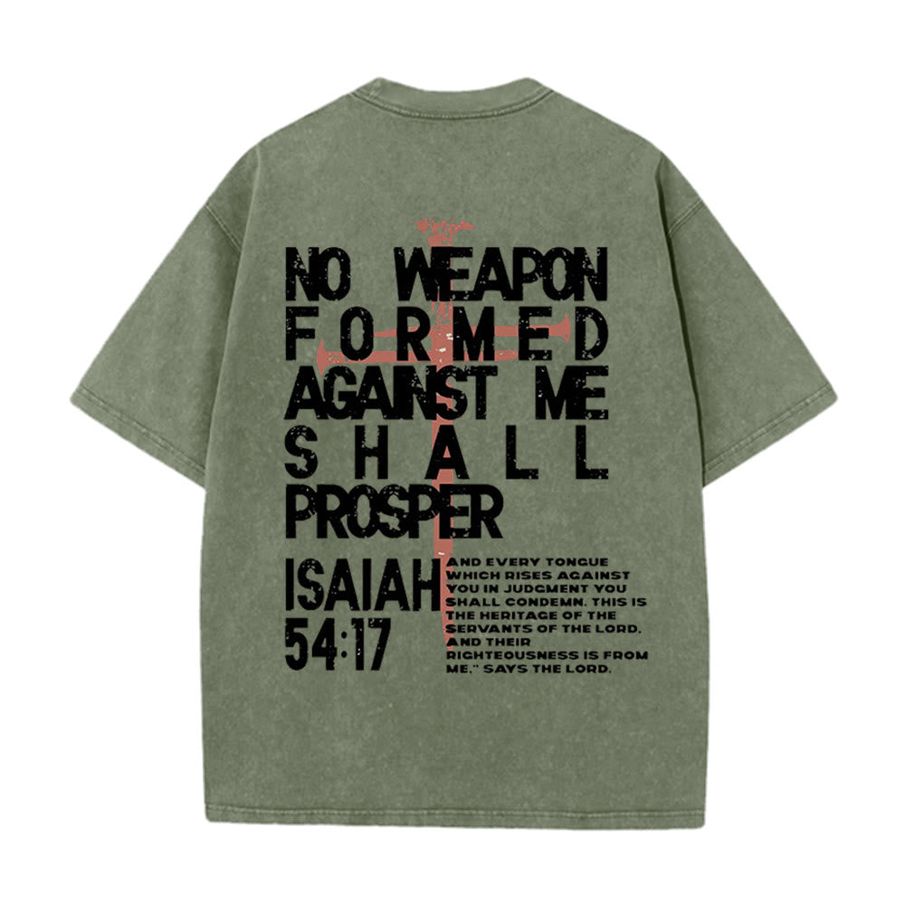 Christianartworkshop Nessuna arma formata contro di me T-shirt unisex lavata grafica - Verde militare - 5XL - image 15