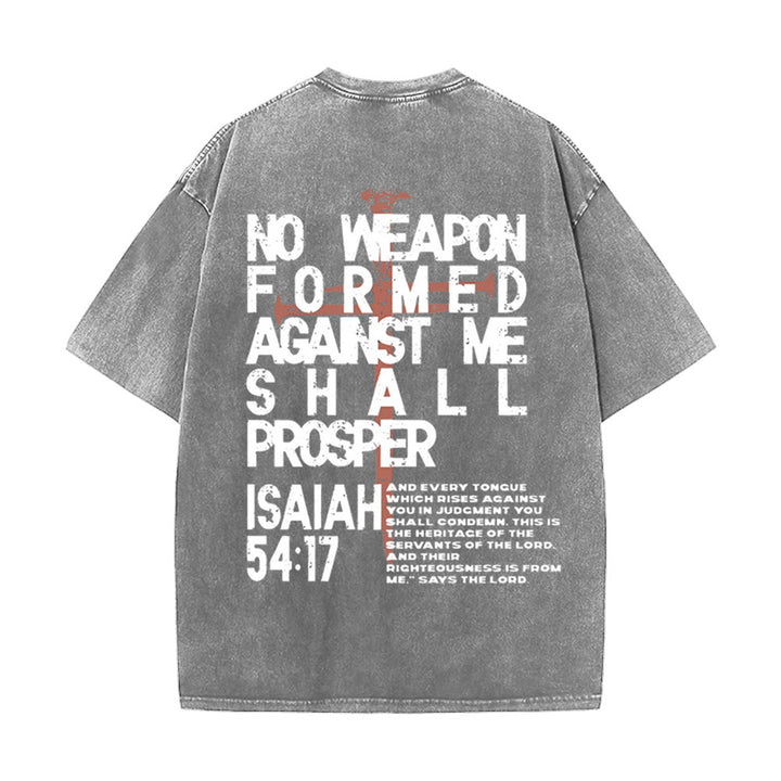 Christianartworkshop Nessuna arma formata contro di me T-shirt unisex lavata grafica - Grigio - 5XL - image 5