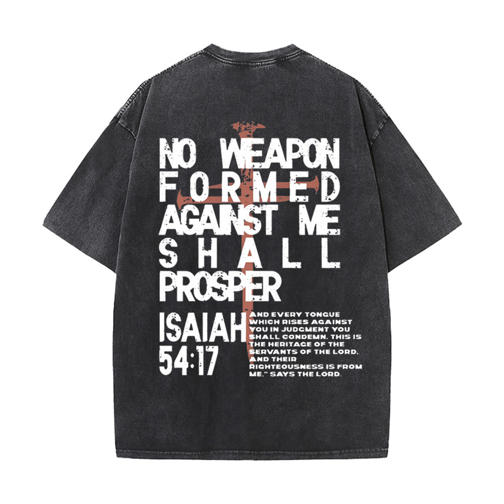 Christianartworkshop Nessuna arma formata contro di me T-shirt unisex lavata grafica - Nero - 5XL - image 0