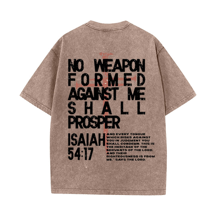 Christianartworkshop Nessuna arma formata contro di me T-shirt unisex lavata grafica - Marrone - 5XL - image 7