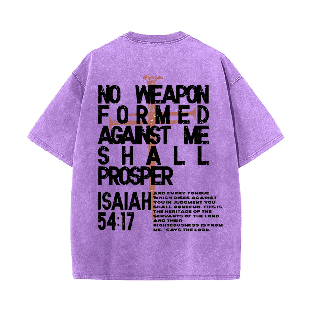 Christianartworkshop Nessuna arma formata contro di me T-shirt unisex lavata grafica - Viola - 5XL - image 17