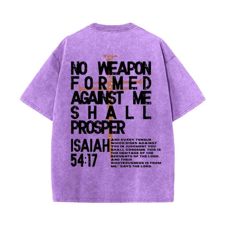 Christianartworkshop Nessuna arma formata contro di me T-shirt unisex lavata grafica - Viola - 5XL - image 17
