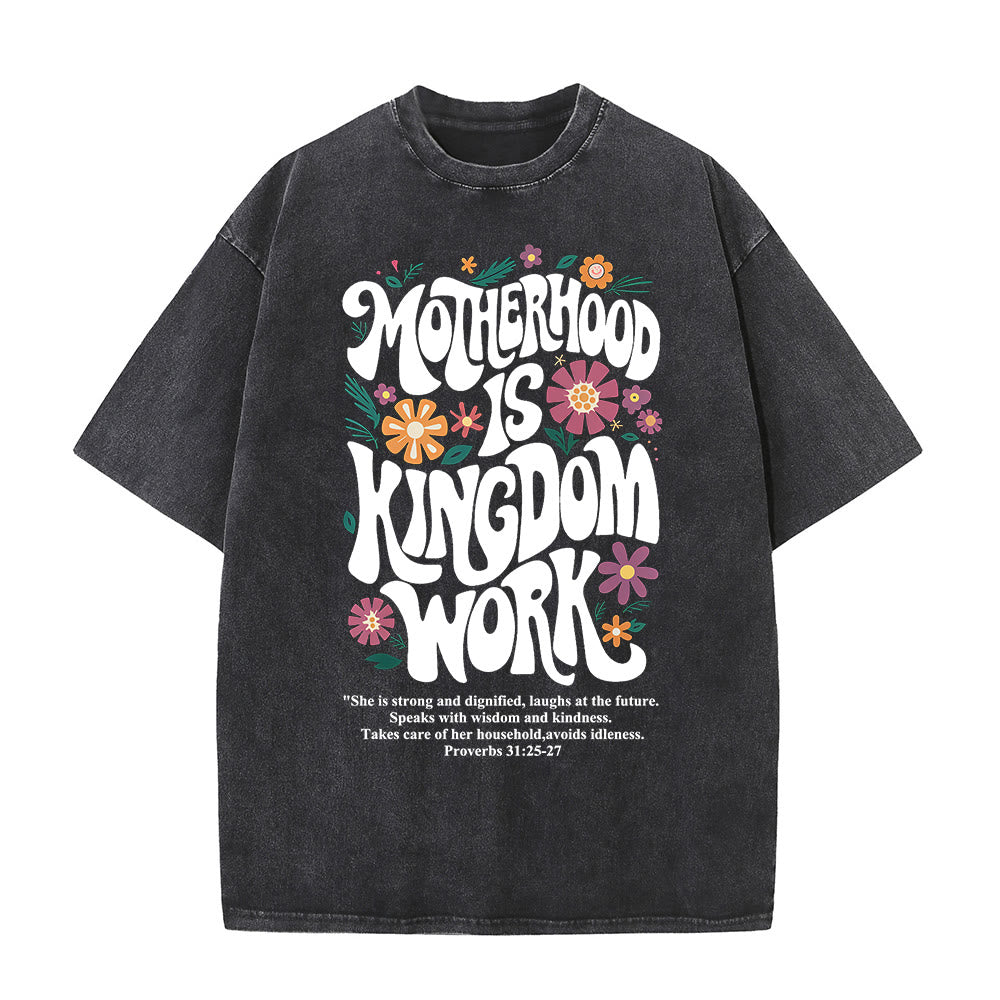 Christianartworkshop La maternità è il regno Lavora con i fiori T-shirt unisex lavata - Nero - 4XL - image 0