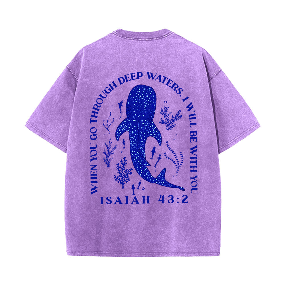 Christianartworkshop I Will Be With You T-shirt unisex lavata bifacciale - Viola - 5XL - image 14