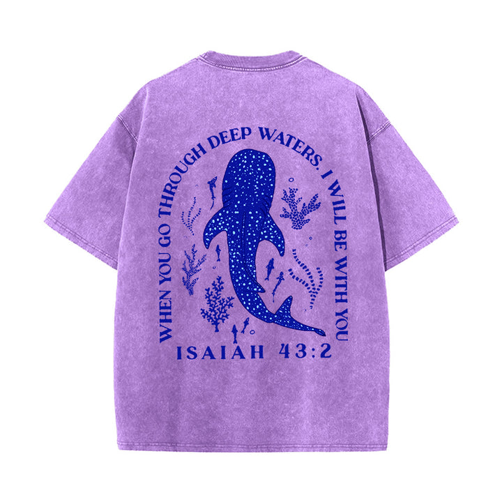 Christianartworkshop I Will Be With You T-shirt unisex lavata bifacciale - Viola - 5XL - image 14