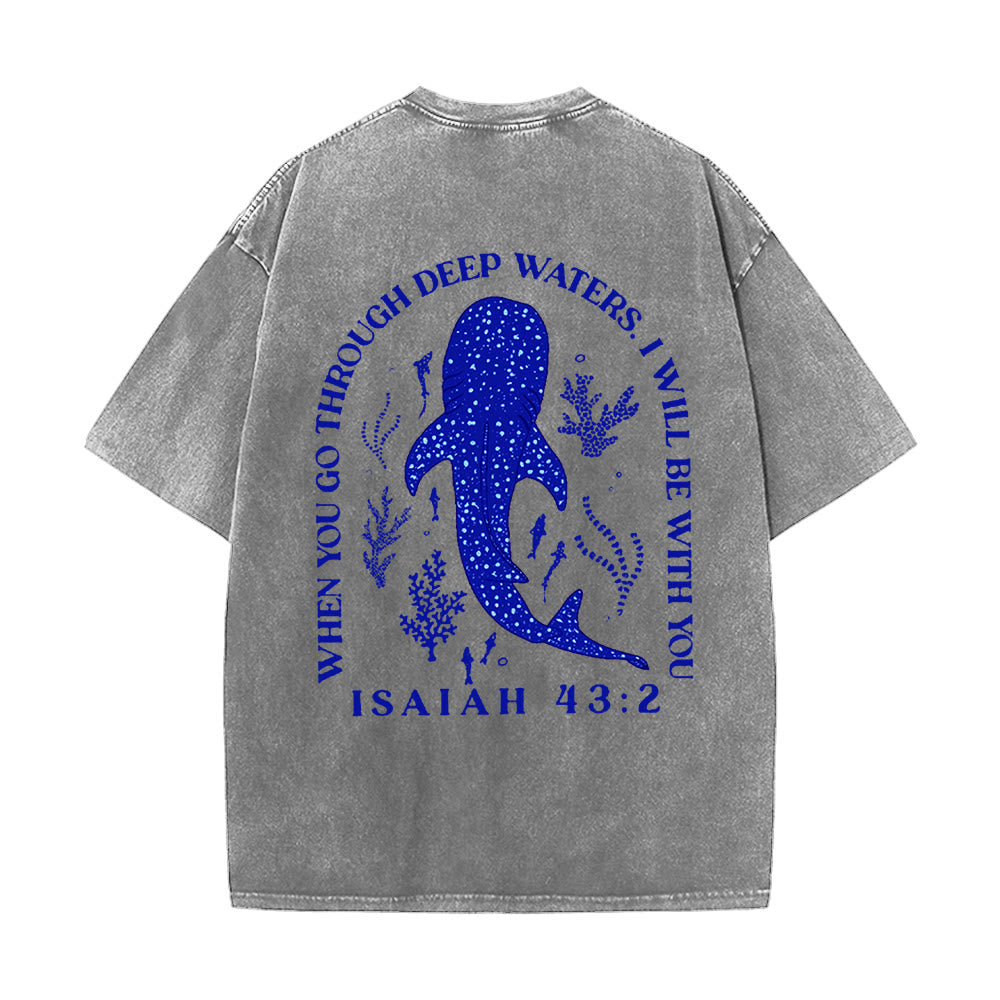 Christianartworkshop I Will Be With You T-shirt unisex lavata bifacciale - Grigio - 5XL - image 2