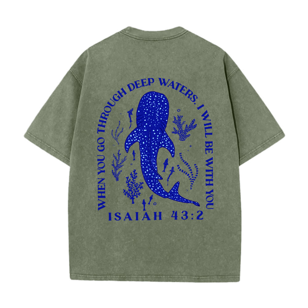 Christianartworkshop I Will Be With You T-shirt unisex lavata bifacciale - Verde militare - 5XL - image 10