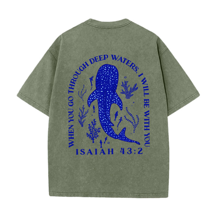 Christianartworkshop I Will Be With You T-shirt unisex lavata bifacciale - Verde militare - 5XL - image 10