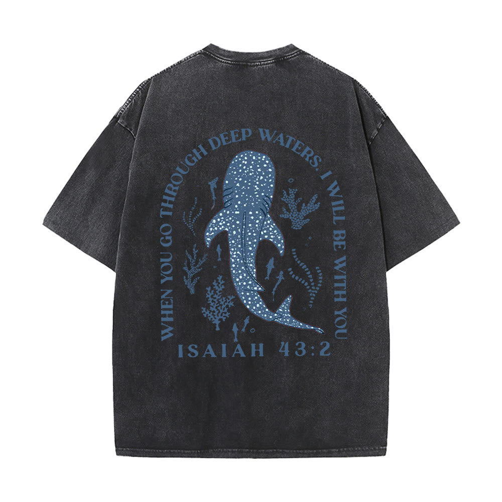 Christianartworkshop I Will Be With You T-shirt unisex lavata bifacciale - Nero - 5XL - image 0