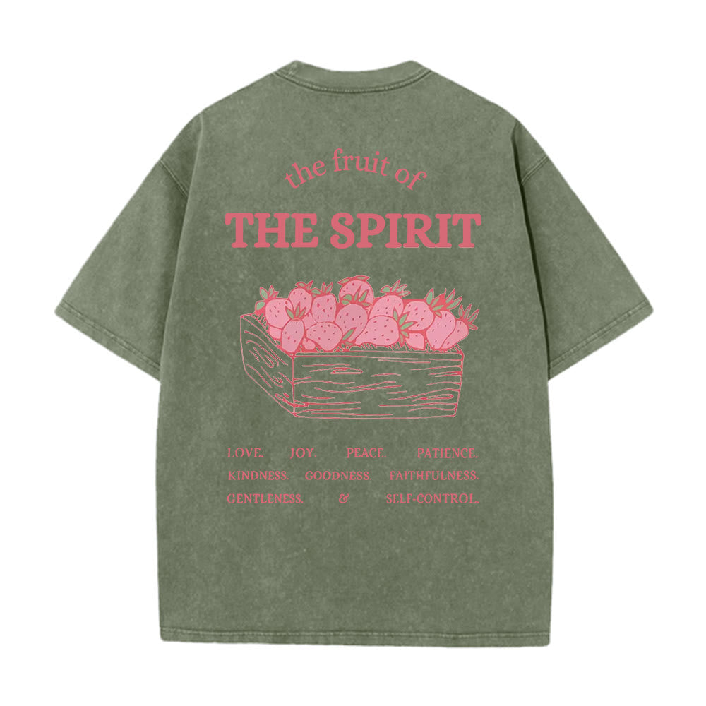 Christianartworkshop Maglietta unisex lavata Fruit Of The Spirit - Verde militare - 5XL - image 8