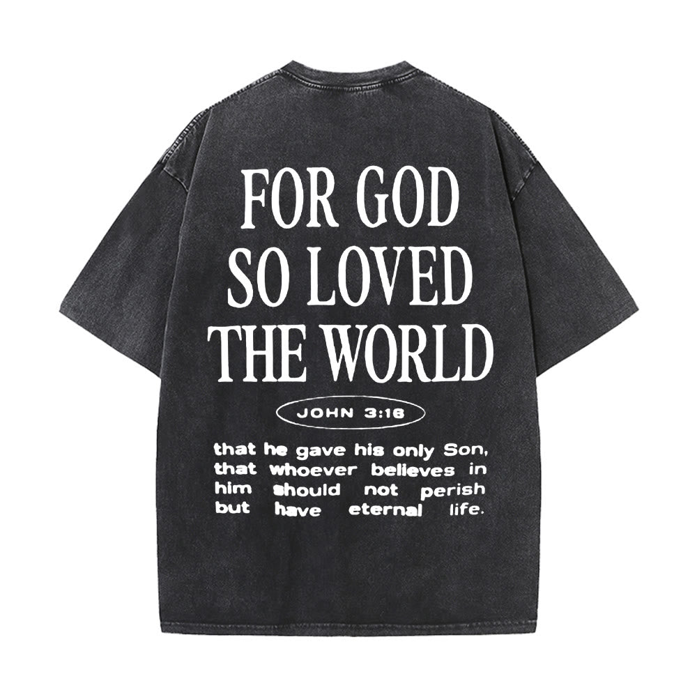 Christianartworkshop "Perché Dio ha tanto amato il mondo" T-shirt unisex lavata - Nero - 5XL - image 0