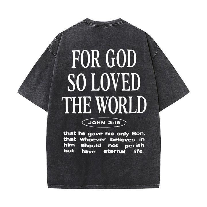 Christianartworkshop "Perché Dio ha tanto amato il mondo" T-shirt unisex lavata - Nero - 5XL - image 0