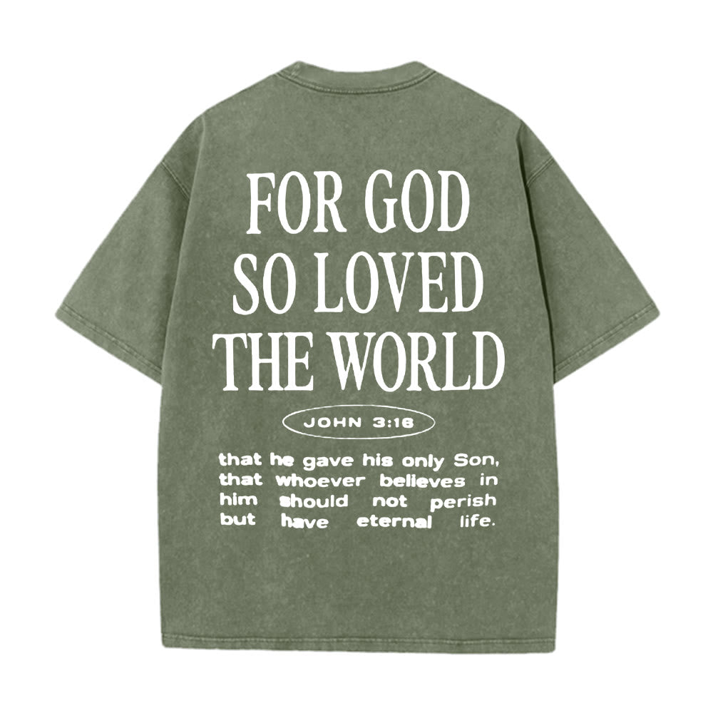 Christianartworkshop "Perché Dio ha tanto amato il mondo" T-shirt unisex lavata - Verde militare - 5XL - image 8