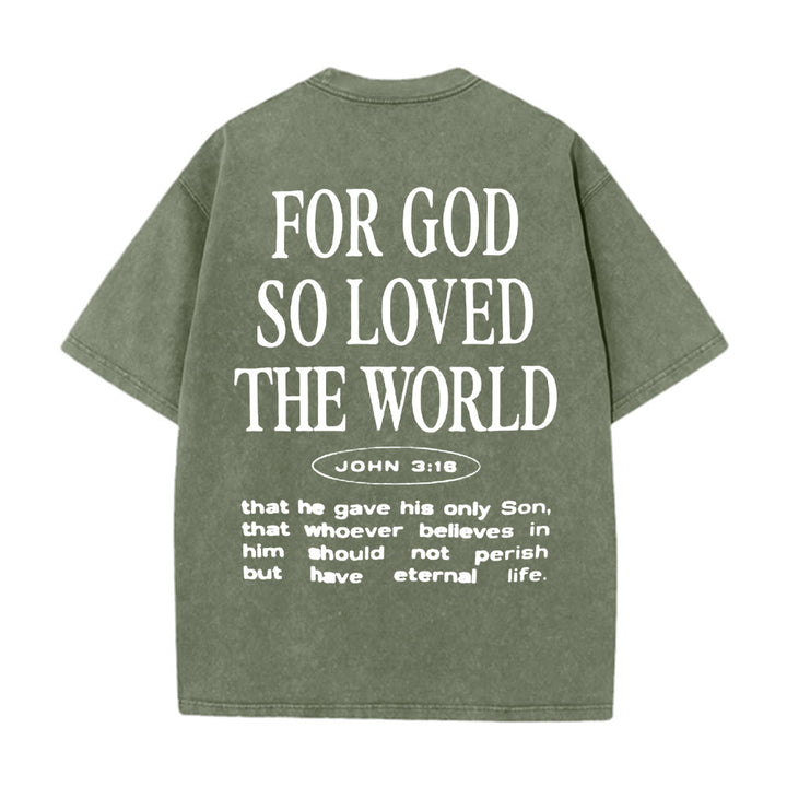 Christianartworkshop "Perché Dio ha tanto amato il mondo" T-shirt unisex lavata - Verde militare - 5XL - image 8