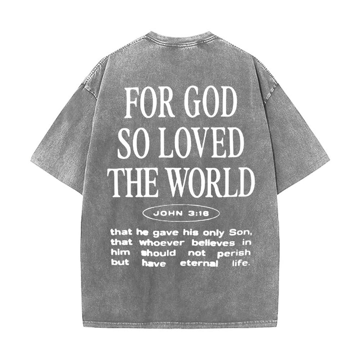 Christianartworkshop "Perché Dio ha tanto amato il mondo" T-shirt unisex lavata - Grigio - 5XL - image 6