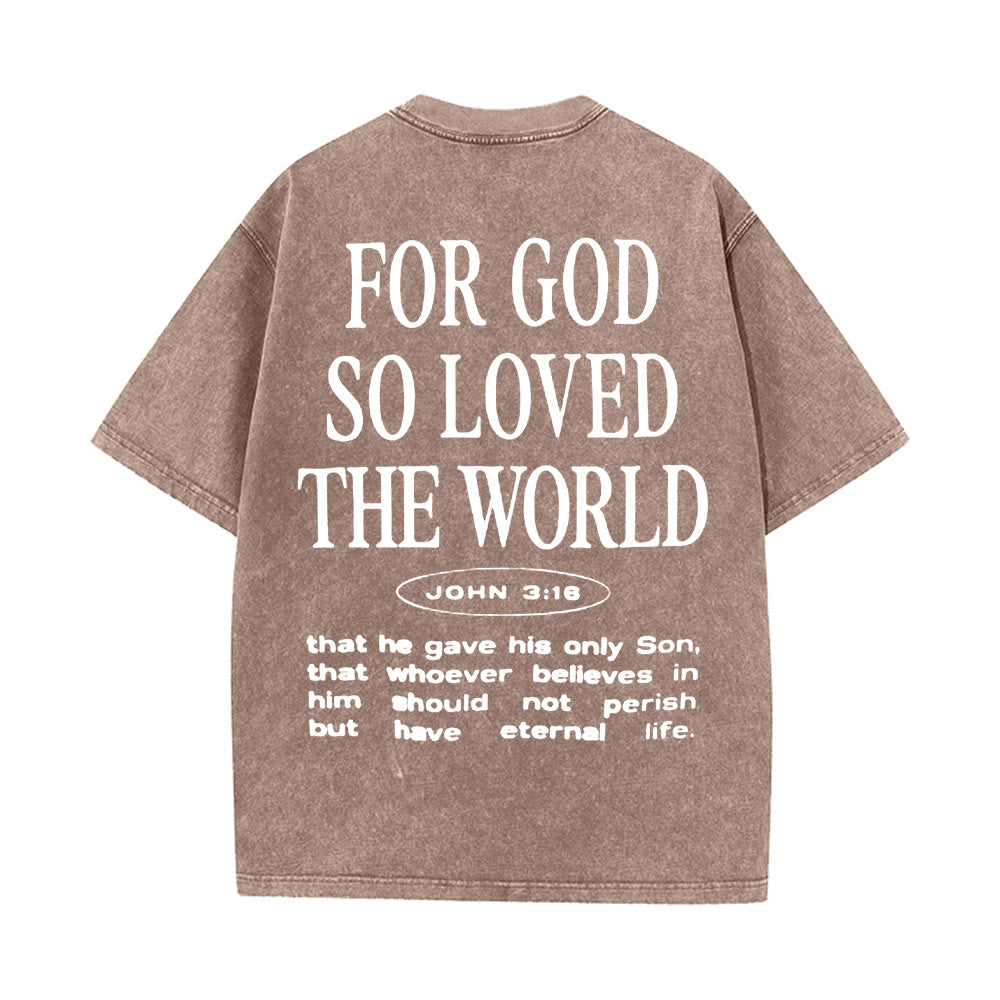 Christianartworkshop "Perché Dio ha tanto amato il mondo" T-shirt unisex lavata - Caffè - 5XL - image 10