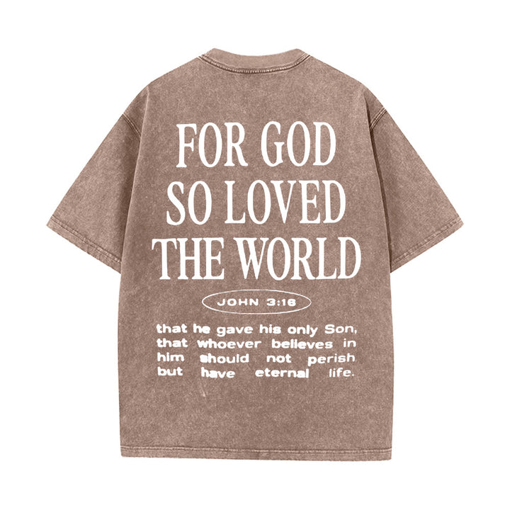 Christianartworkshop "Perché Dio ha tanto amato il mondo" T-shirt unisex lavata - Caffè - 5XL - image 10
