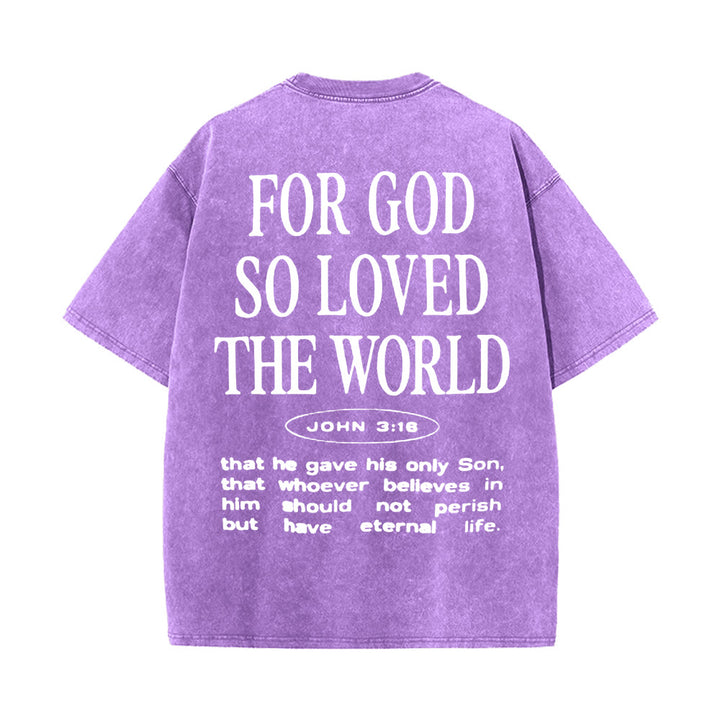 Christianartworkshop "Perché Dio ha tanto amato il mondo" T-shirt unisex lavata - Viola - 5XL - image 16