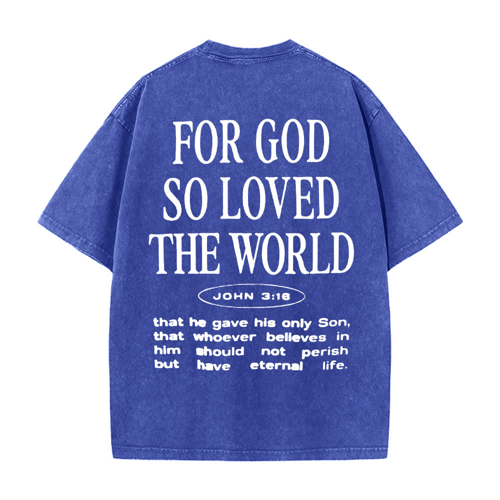 Christianartworkshop "Perché Dio ha tanto amato il mondo" T-shirt unisex lavata - Blu - 5XL - image 4