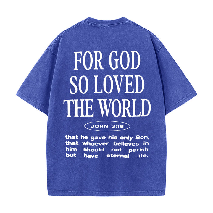 Christianartworkshop "Perché Dio ha tanto amato il mondo" T-shirt unisex lavata - Blu - 5XL - image 4