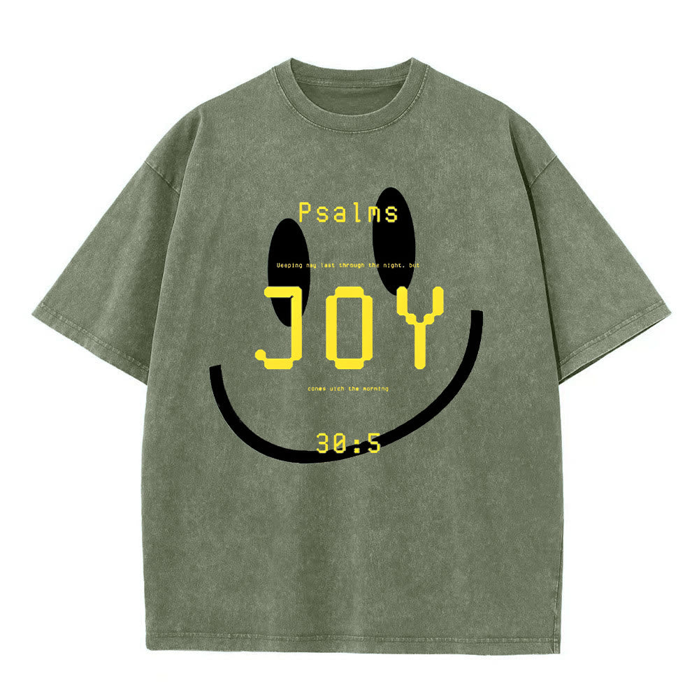 Christianartworkshop Gioia Salmo 30:5 Maglietta unisex lavata - Verde militare - 5XL - image 5