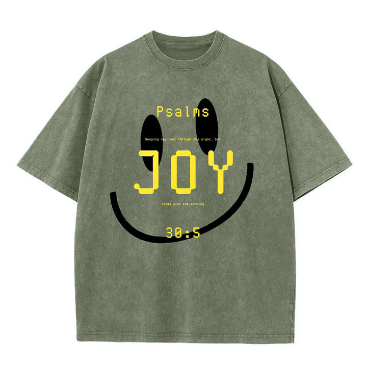 Christianartworkshop Gioia Salmo 30:5 Maglietta unisex lavata - Verde militare - 5XL - image 5