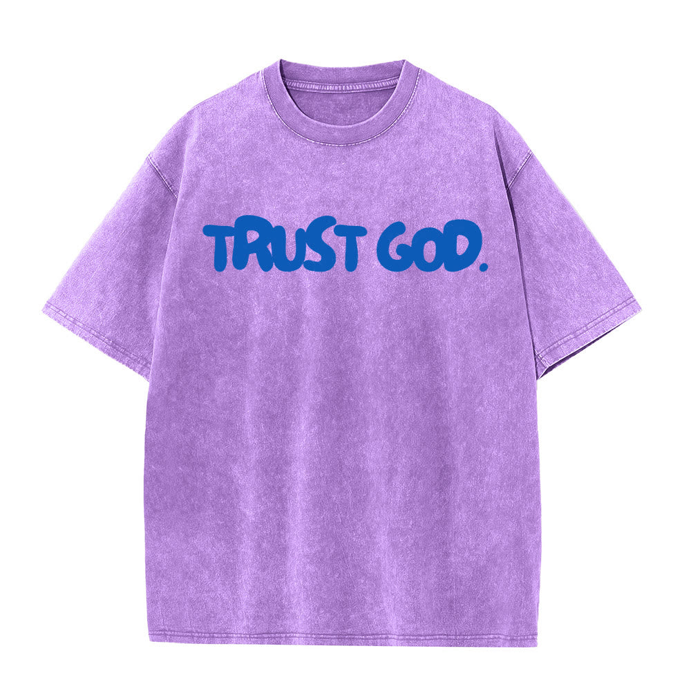 Christianartworkshop Trust In God T-shirt unisex lavata - Viola - 5XL - image 8