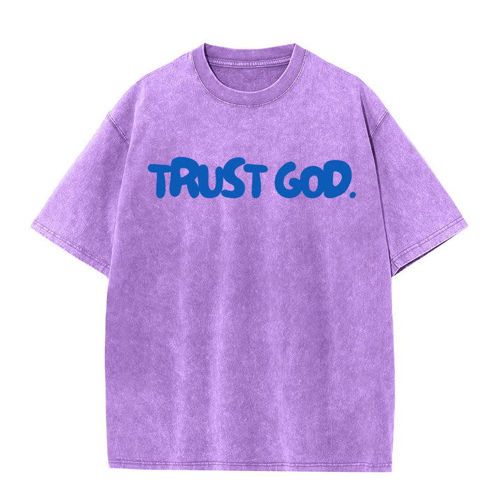 Christianartworkshop Trust In God T-shirt unisex lavata - Viola - 5XL - image 8
