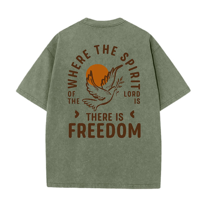 Christianartworkshop Spirito del Signore e Libertà T-shirt unisex lavata - Verde militare - 5XL - image 8