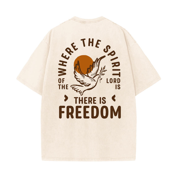Christianartworkshop Spirito del Signore e Libertà T-shirt unisex lavata - Albicocca - 5XL - image 2
