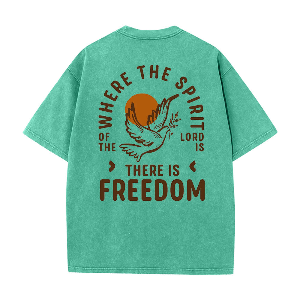 Christianartworkshop Spirito del Signore e Libertà T-shirt unisex lavata - Verde - 5XL - image 0