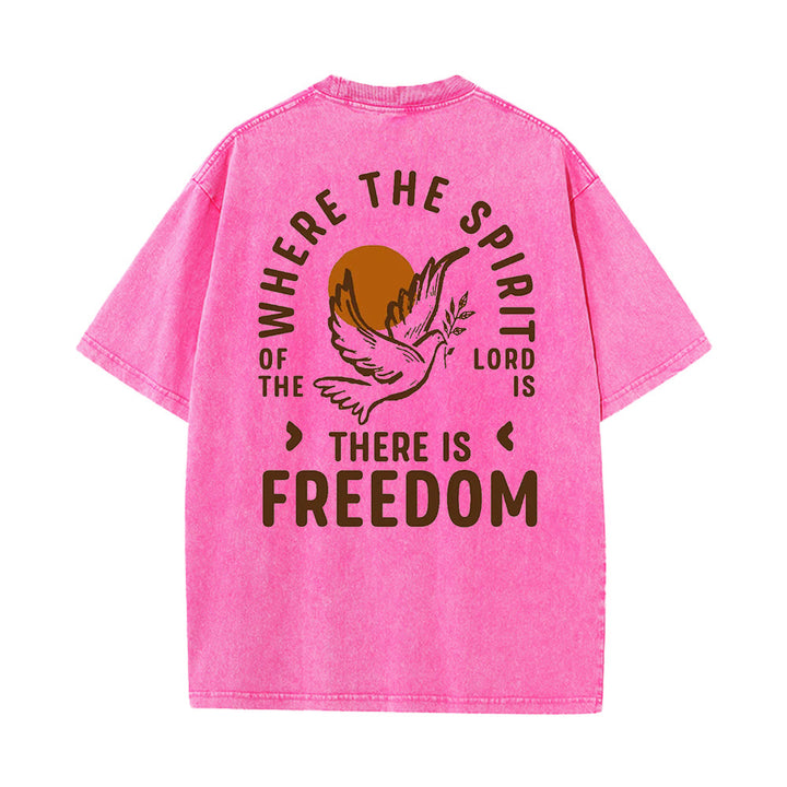 Christianartworkshop Spirito del Signore e Libertà T-shirt unisex lavata - Rosa - 5XL - image 10